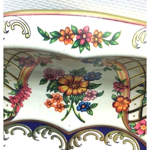 Daher England Serving Fruit Bowl Decorated Ware Tin Floral Gold Vintage 1971 - Picture 4 of 9